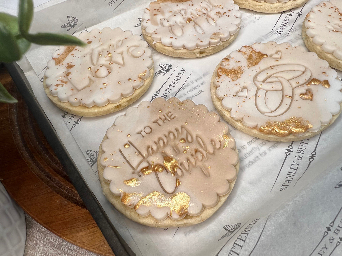 Gold Lustre Engagement Biscuits