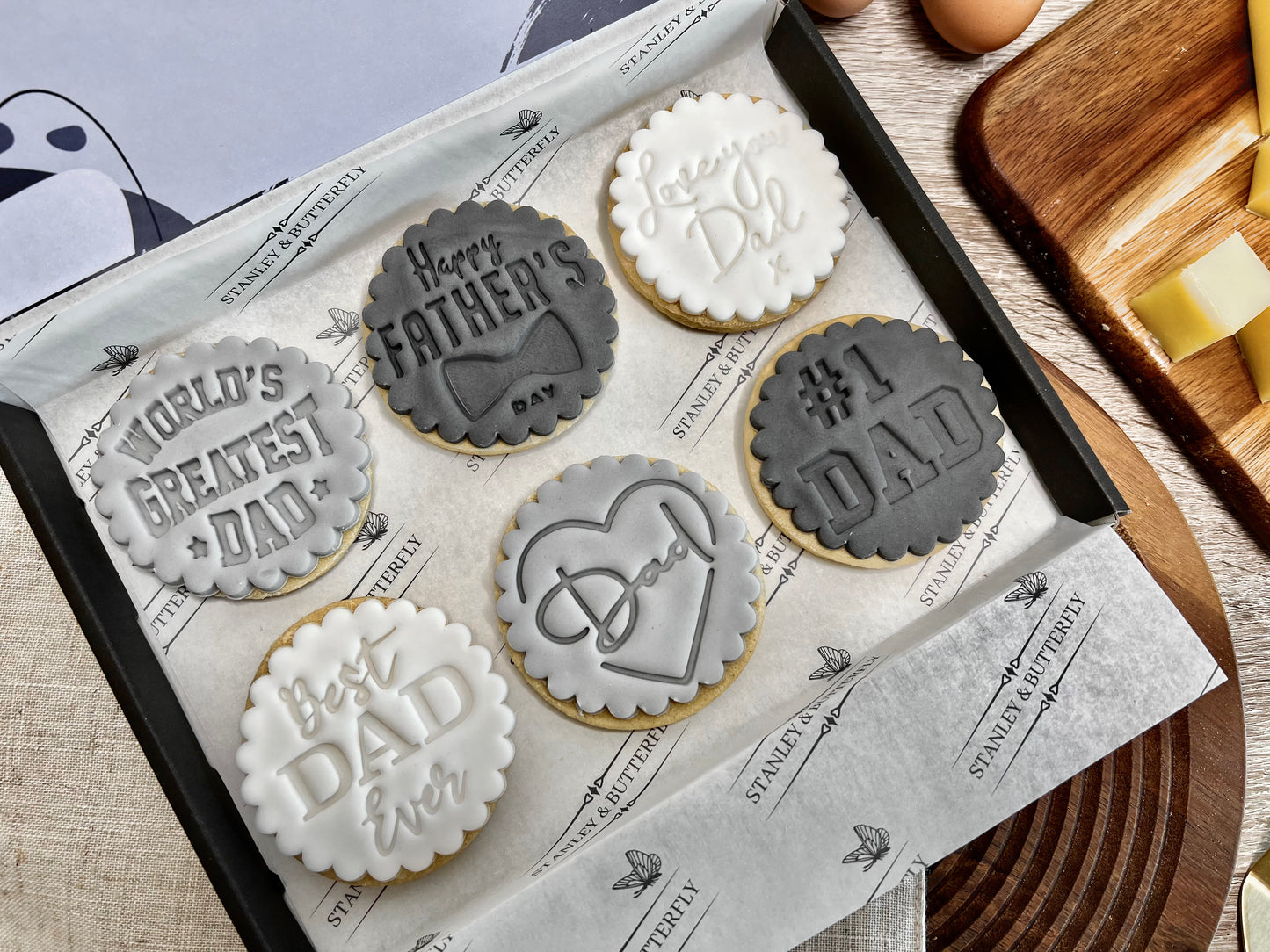 PREORDER 2024 | Bespoke Fathers Day Biscuits In Gift Box - Grey